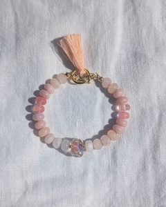 Natural Gemstone Bracelet with Lampwork glass