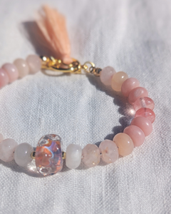Natural Gemstone Bracelet with Lampwork glass