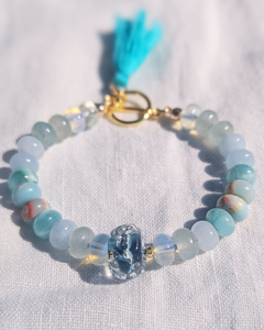 Natural Gemstone Bracelet with Lampwork glass