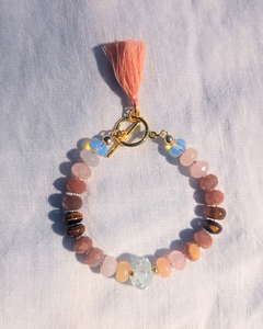 Natural Gemstone Bracelet with Lampwork glass