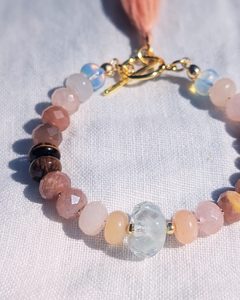 Natural Gemstone Bracelet with Lampwork glass
