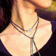 Moonlight Glass Bead Choker: Adjustable Silk Necklace with Bow | Dainty Naturalist Jewelry