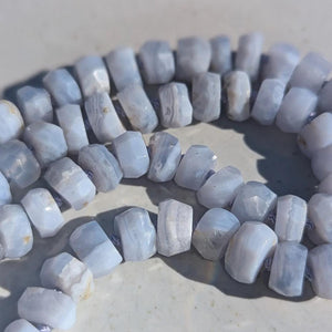 Handcrafted Blue Lace Agate Necklace: Calming Energy Healing Stone with 14k Gold Filled Clasp