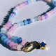 Celestial Lapis Lazuli & Jade Necklace: Pastel Beaded Star Jewelry with Gold Carabiner