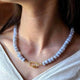 Handcrafted Blue Lace Agate Necklace: Calming Energy Healing Stone with 14k Gold Filled Clasp