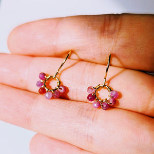 Dainty Ruby Hoop Earrings: July Birthstone Gold Filled Jewelry, Perfect Gift for Birthdays & Mother's Day