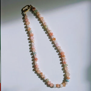 Handcrafted Morganite Boho Necklace - Natural Stone Silk Knotted Jewelry - Elegant Gift for Her