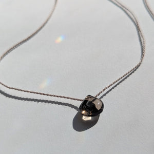 Dainty Smokey Quartz Pendant Necklace - Minimalist Boho Jewelry for November Birthdays