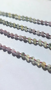 Dainty Prehnite & Kunzite Boho Gemstone Necklace - Hand Knotted Spring Fashion Jewelry Gift