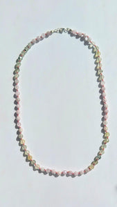 Dainty Prehnite & Kunzite Boho Gemstone Necklace - Hand Knotted Spring Fashion Jewelry Gift