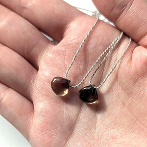 Dainty Smokey Quartz Pendant Necklace - Minimalist Boho Jewelry for November Birthdays