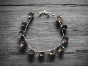 Delicate Smokey Quartz Bracelet - Boho Chic Minimalist Jewelry for November Birthstone Gifts
